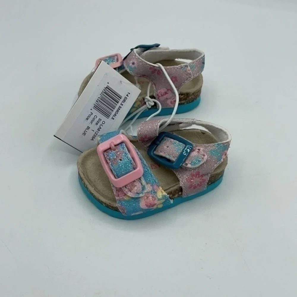 LAURA ASHLEY Blue & Pink Floral Sandals